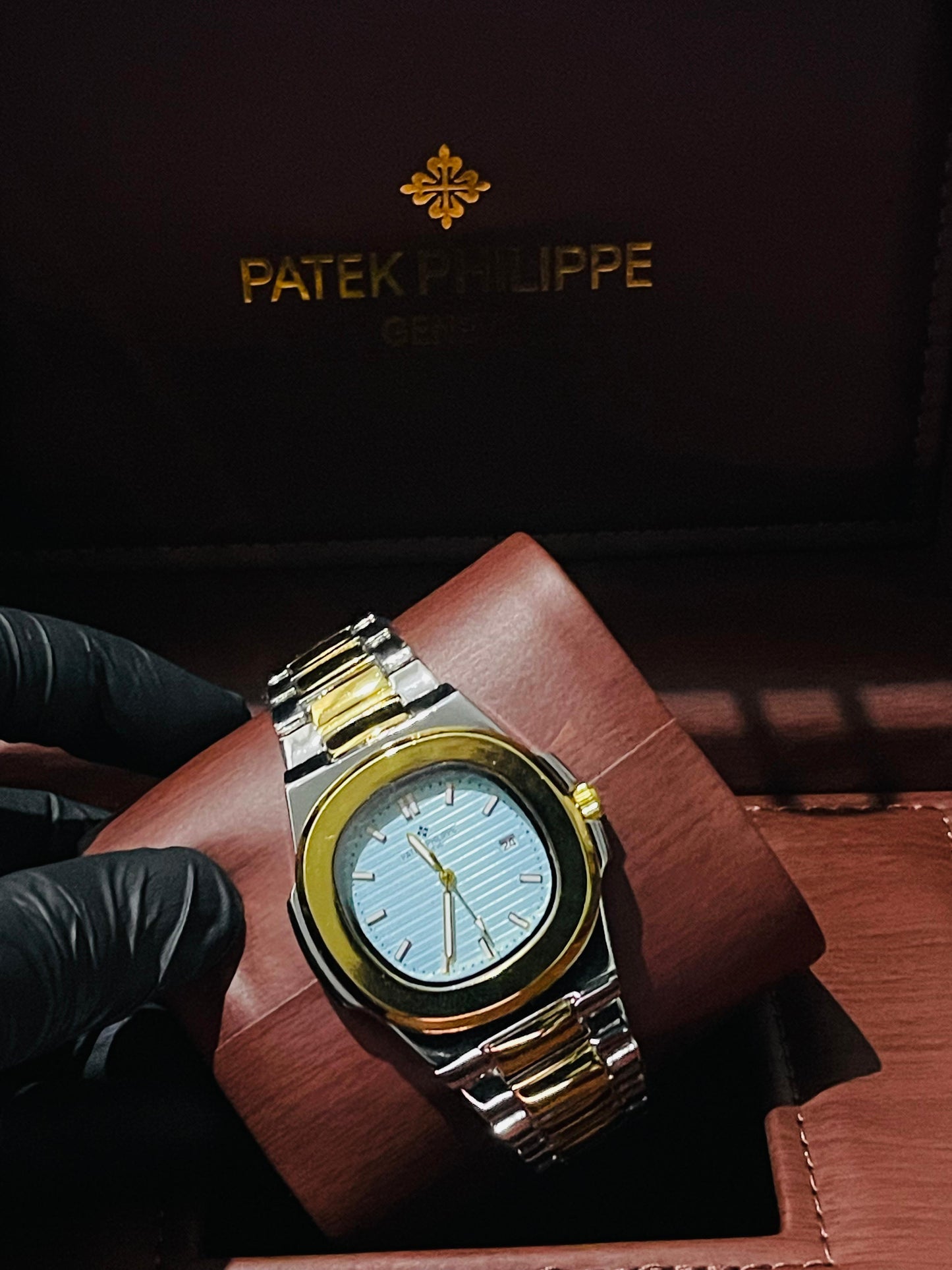 "PP Golden with Skyblue dial with date"