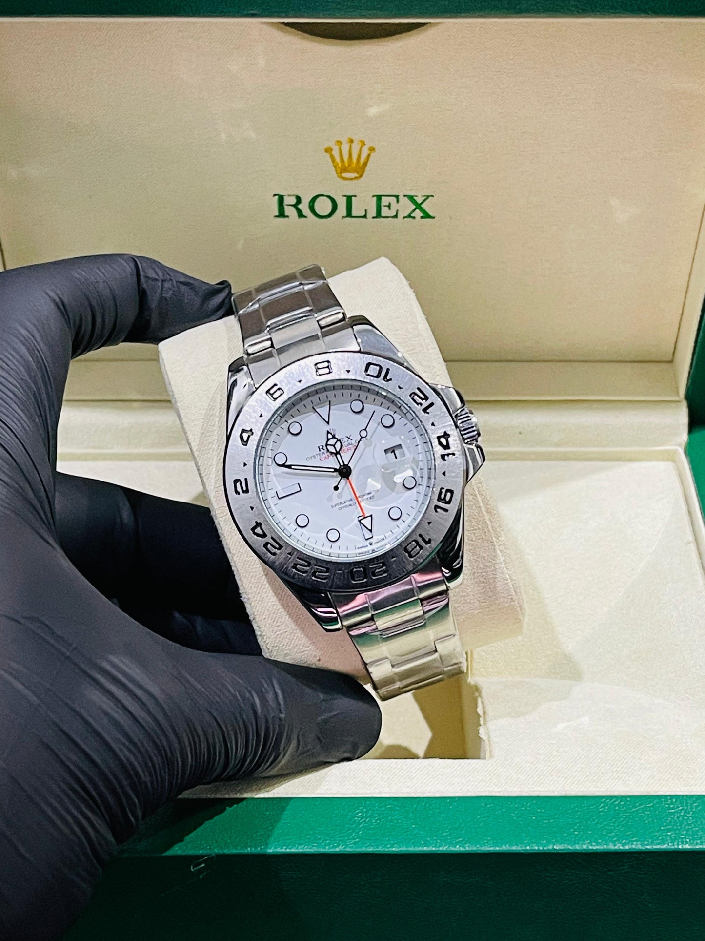 "Rolex submariner strap with rotating golden & black dial date just"