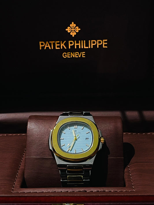 "PP Golden with Skyblue dial with date"