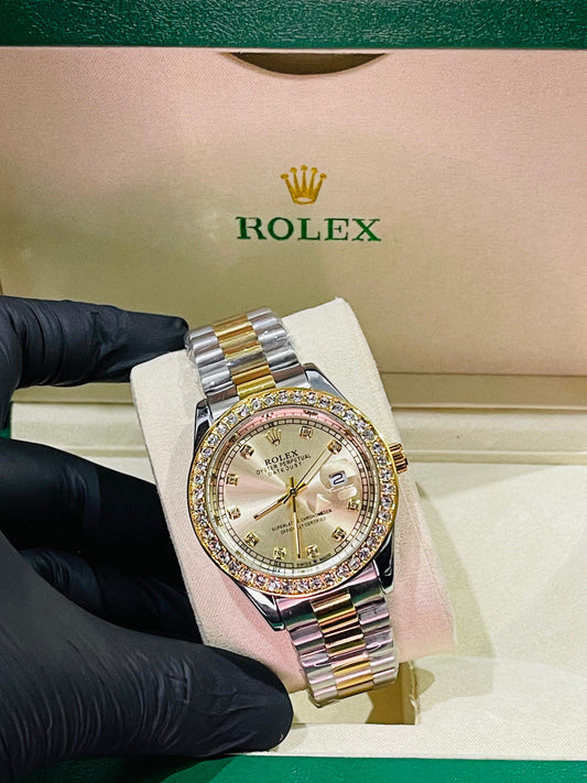 "Rolex oyster perpetual truetone with Golden dial with date"